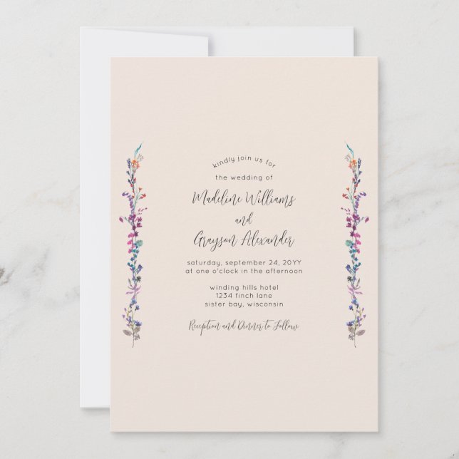 Faire-part de mariage Fleur sauvage floral Boho mo (Devant)