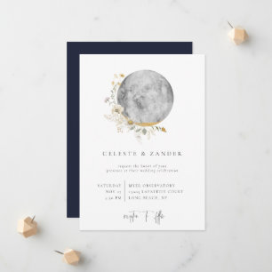 Faire-part de mariage Fleur sauvage Lune dorée