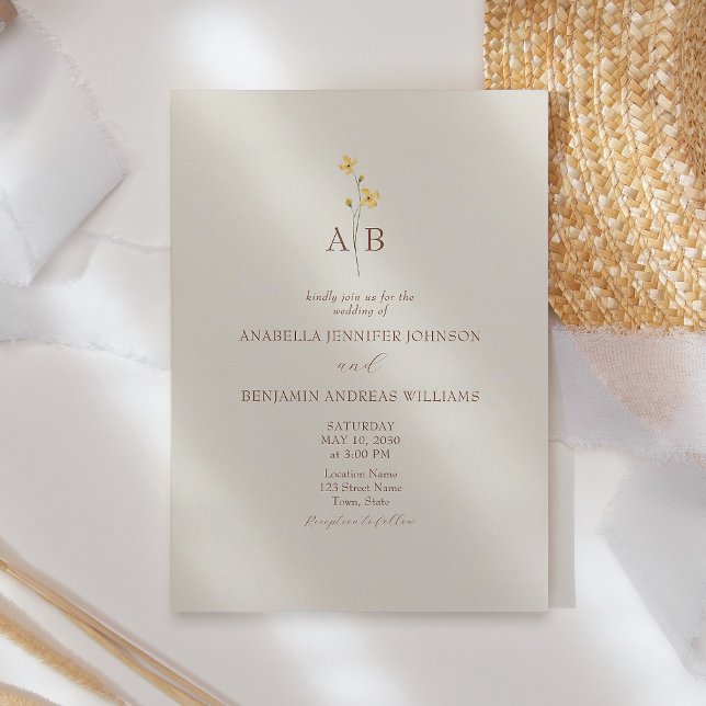 Faire-part de mariage Fleur sauvage neutre (Créateur téléchargé)