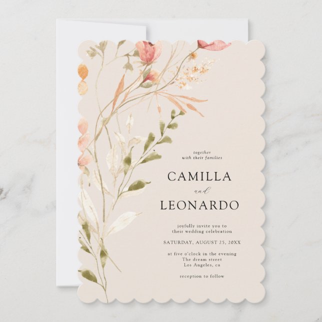 Faire-part de mariage Fleur sauvage rustique fleur (Devant)