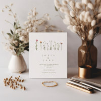 Faire-part de mariage fleur sauvage simple