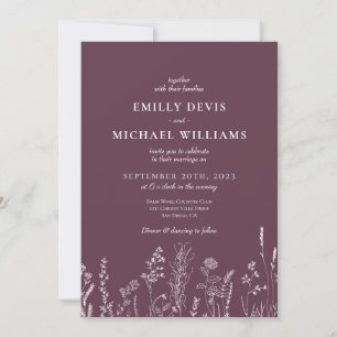 Faire-part de mariage fleur sauvage Velvet