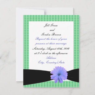 Faire-part de mariage Fleur violette Ruban noir