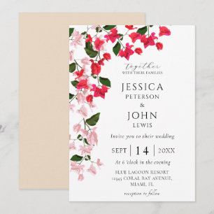 Faire-part de mariage fleurie avec Bougainvilliers