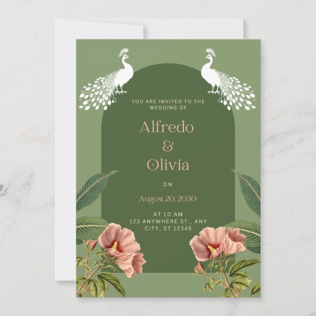 Faire-part de mariage fleurie Boho (Devant)