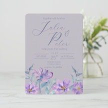 Faire-part de mariage fleurie d'aquarelle violette