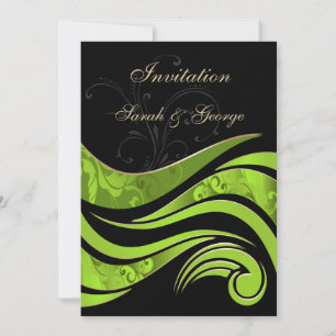 faire-part de mariage fleurie noire et verte