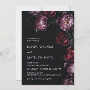 Faire-part de mariage Fleurs 3D Sombres et Sinuées