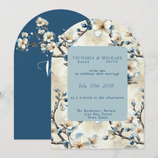 Faire-part de mariage Fleurs Blanches et Bleues de