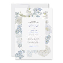 Faire-part de mariage Fleurs Bleu Français