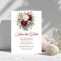 Faire-part de Mariage Fleurs Bordeaux Blush Premiu