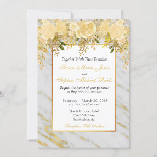 Faire-part de mariage Fleurs de marbre métallisé o