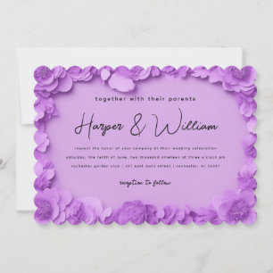 Faire-part de mariage fleurs en papier découpé 3d