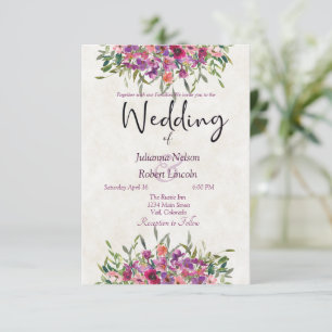 Faire-part de mariage fleurs sauvages d'aquarelle