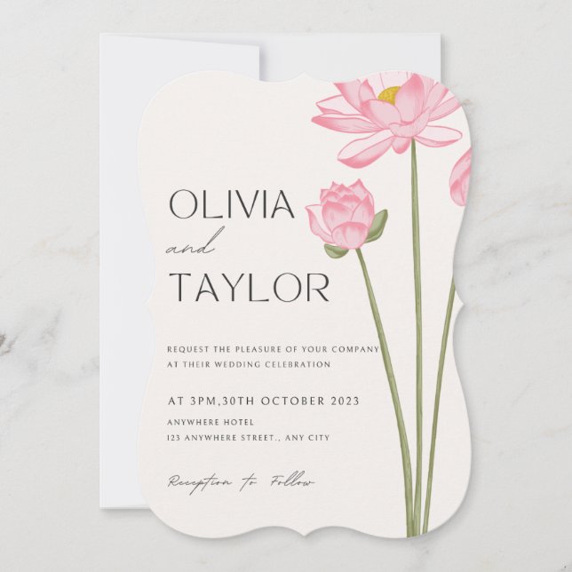 Faire-part de mariage floral (Devant)