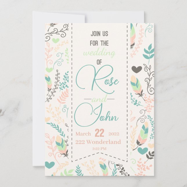 Faire-part de mariage floral (Devant)