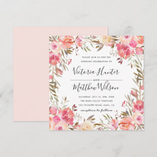 Faire-part de mariage floral à fleurs bleues roman