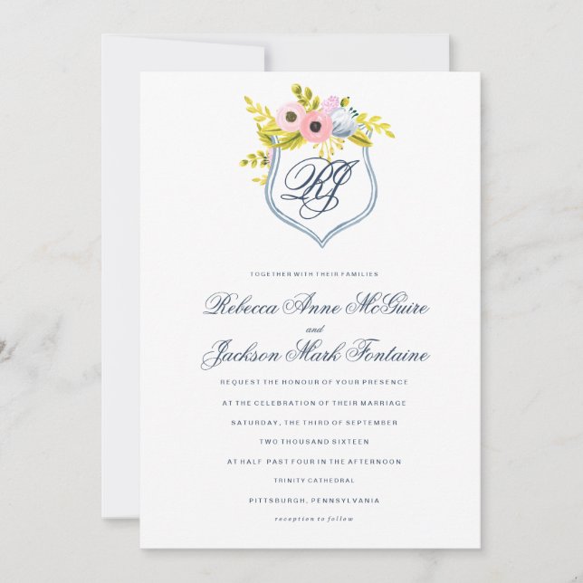 Faire-part de mariage floral à fleurs printanières (Devant)