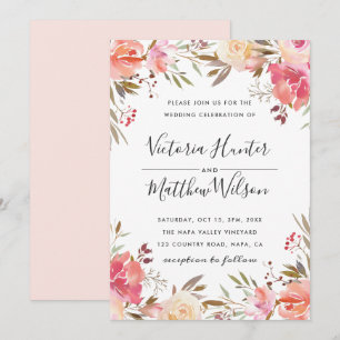 Faire-part de mariage floral à la touche romantiqu