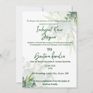 Faire-part de mariage floral à la verdure élégante