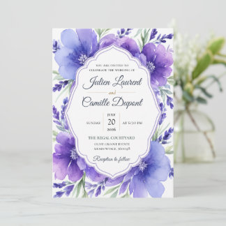 Faire-part de mariage floral à l'aquarelle élégant