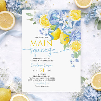 Faire-part de mariage floral à ruban bleu et citro