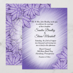 Faire-part de mariage floral à teinte ultra violet