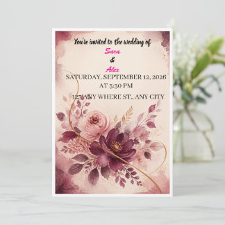 Faire-part de mariage floral aquarelle