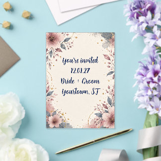 Faire-part de mariage floral aquarelle en acryliqu