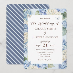 Faire-part de mariage floral aquarelle Hortensia b