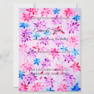 Faire-part de mariage floral aquarelle lavande