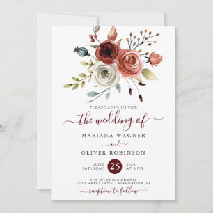 Faire-part de mariage floral aquarelle mélange d'a