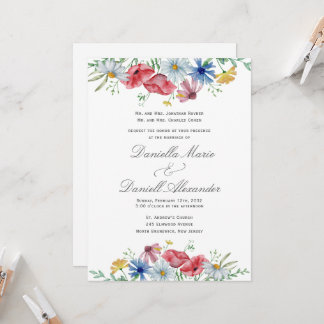 Faire-part de mariage floral aquarelle pour église