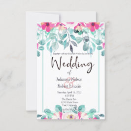 Faire-part de mariage floral aquarelle rose printe
