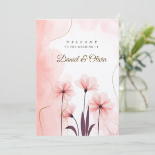 Faire-part de mariage floral aquarelle rose tendre