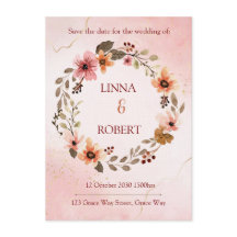 faire-part de mariage floral aquarelle rose tendre