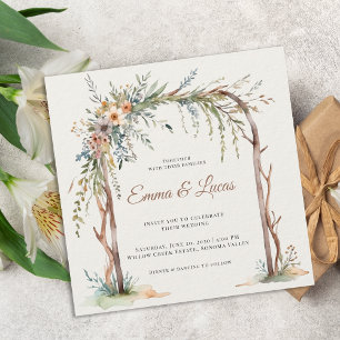 Faire-part de mariage floral aquarelle rustique av