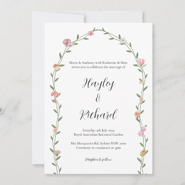 Faire-part de mariage Floral Arc Mariage Jardin (Devant)