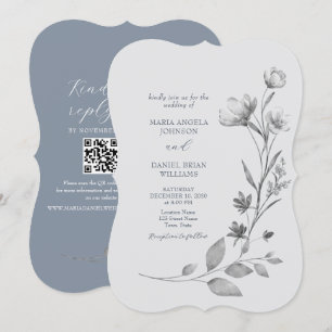 Faire-Part de Mariage Floral Argent Rustique