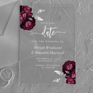 Faire-part de mariage floral argenté Bourgogne