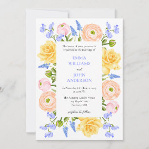 Faire-part de mariage floral avec des fleurs paste