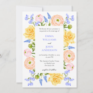 Faire-part de mariage floral avec des fleurs paste