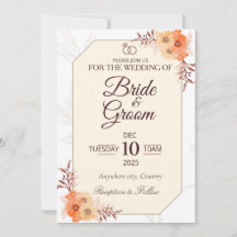 Faire-part de mariage floral beige élégant | Neutr