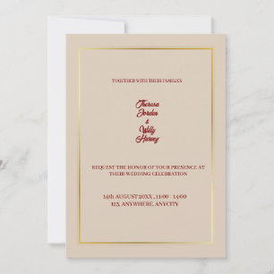 Faire-part de mariage floral beige et bordeaux élé