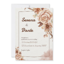 Faire-part de mariage floral beige et Brown