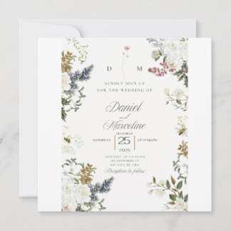 Faire-part de mariage Floral blanc - Enregistrer l