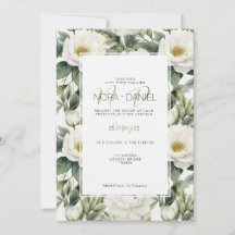Faire-part de mariage Floral blanc verdoyant