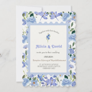 Faire-part de mariage Floral Bleu.