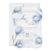 faire-part de mariage floral bleu