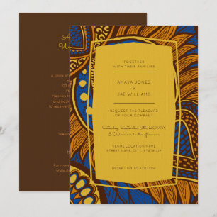 Faire-part de mariage Floral Bleu Ankara Africain